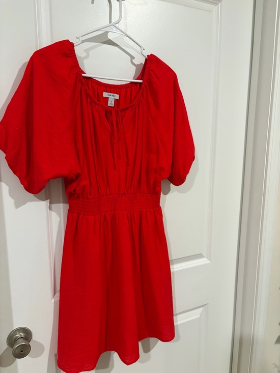 Nine West Dresses & Skirts - Nine West Red Mini Dress Puff Sleeve Smocked Waist Size Small